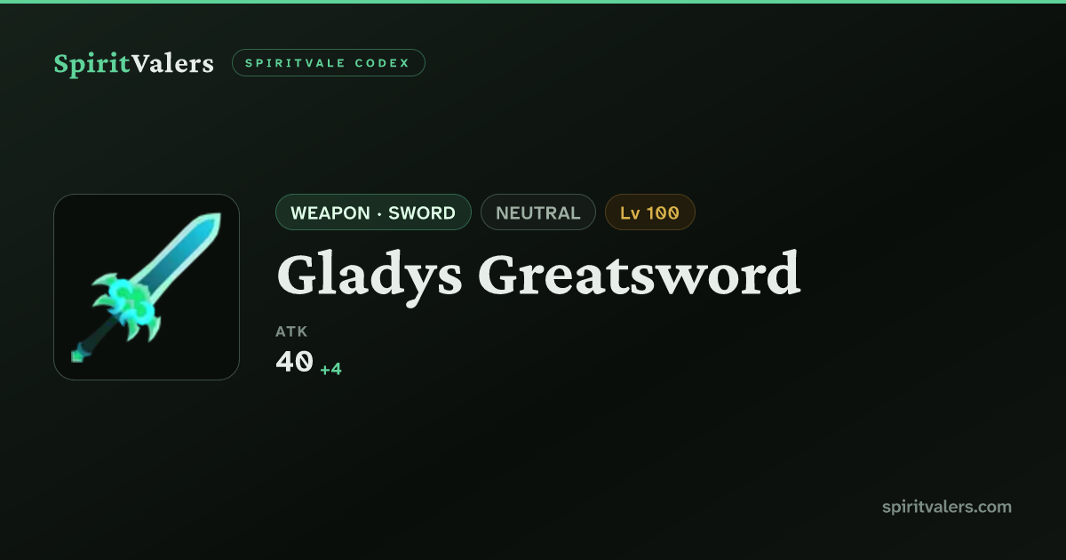 Gladys Greatsword (GladysSword2H) — SpiritVale Equipment | SpiritValers